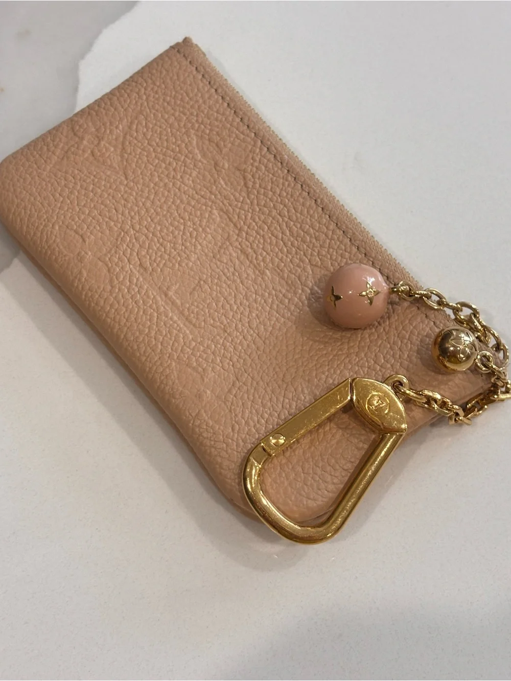 Authentic Louis Vuitton Empreinte Hazelnut Pochette Cles Leather Key Pouch